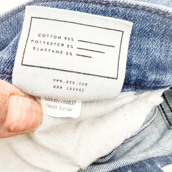 AYR The Riser Neon Jupiter Raw Hem Denim Jeans Medium Wash Size 28 x 28 - Picture 7 of 10